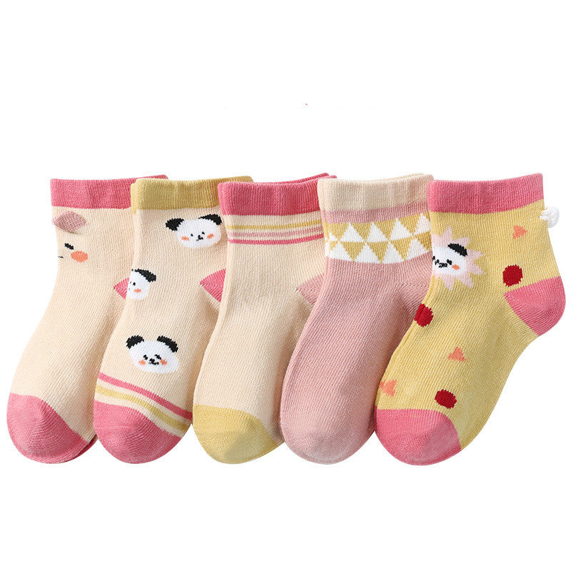 Autumn And Winter New Three-dimensional Boys And Girls Socks 5 Pairs Pink 0 - Tophatter Daily Deals