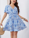 Plus Size Surplice Flutter Sleeve Mini Dress Royal Blue Casual Dresses - Tophatter Daily Deals