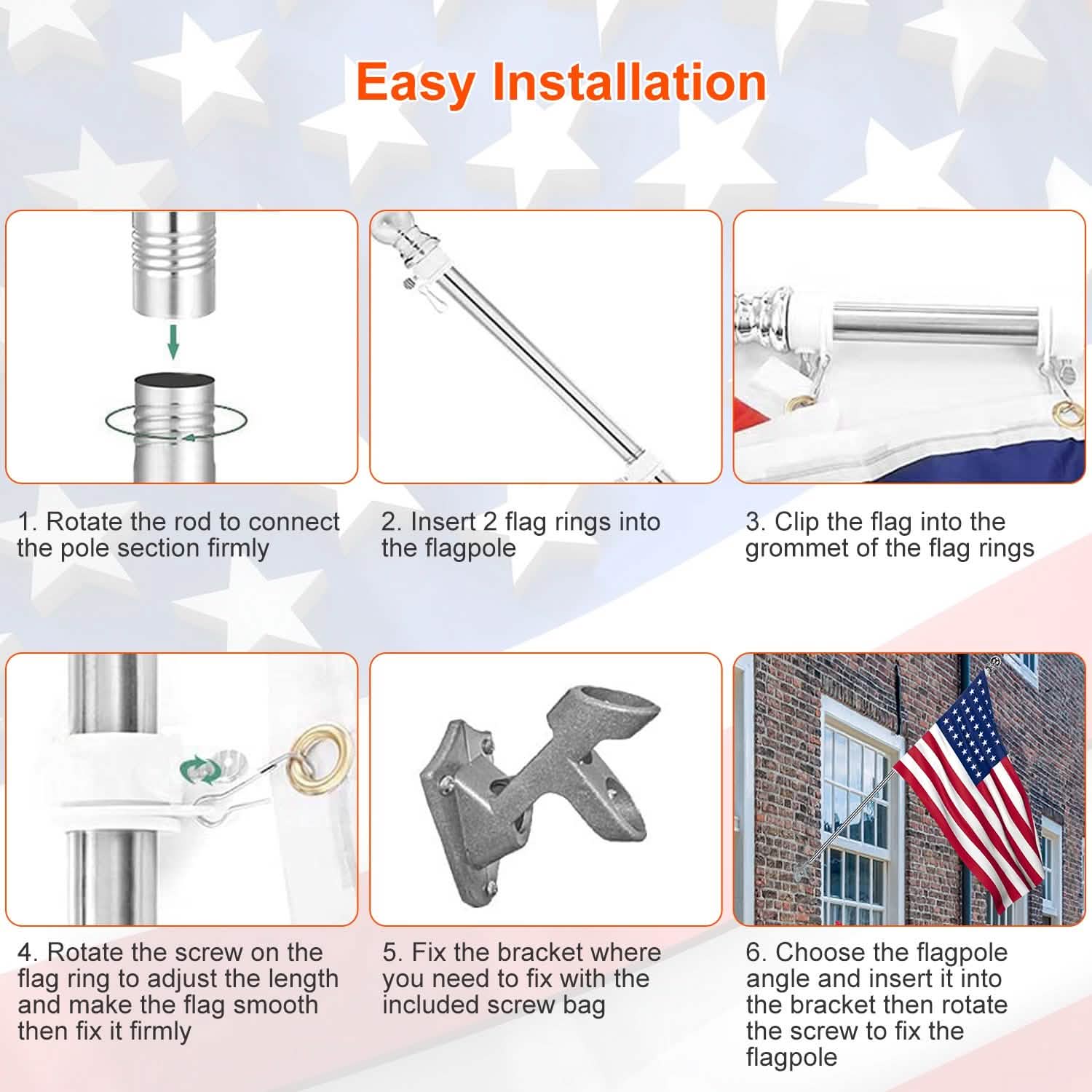 6Ft Stainless Steel Wall Mounted Flag Pole Everything Else - Tophatter Daily Deals