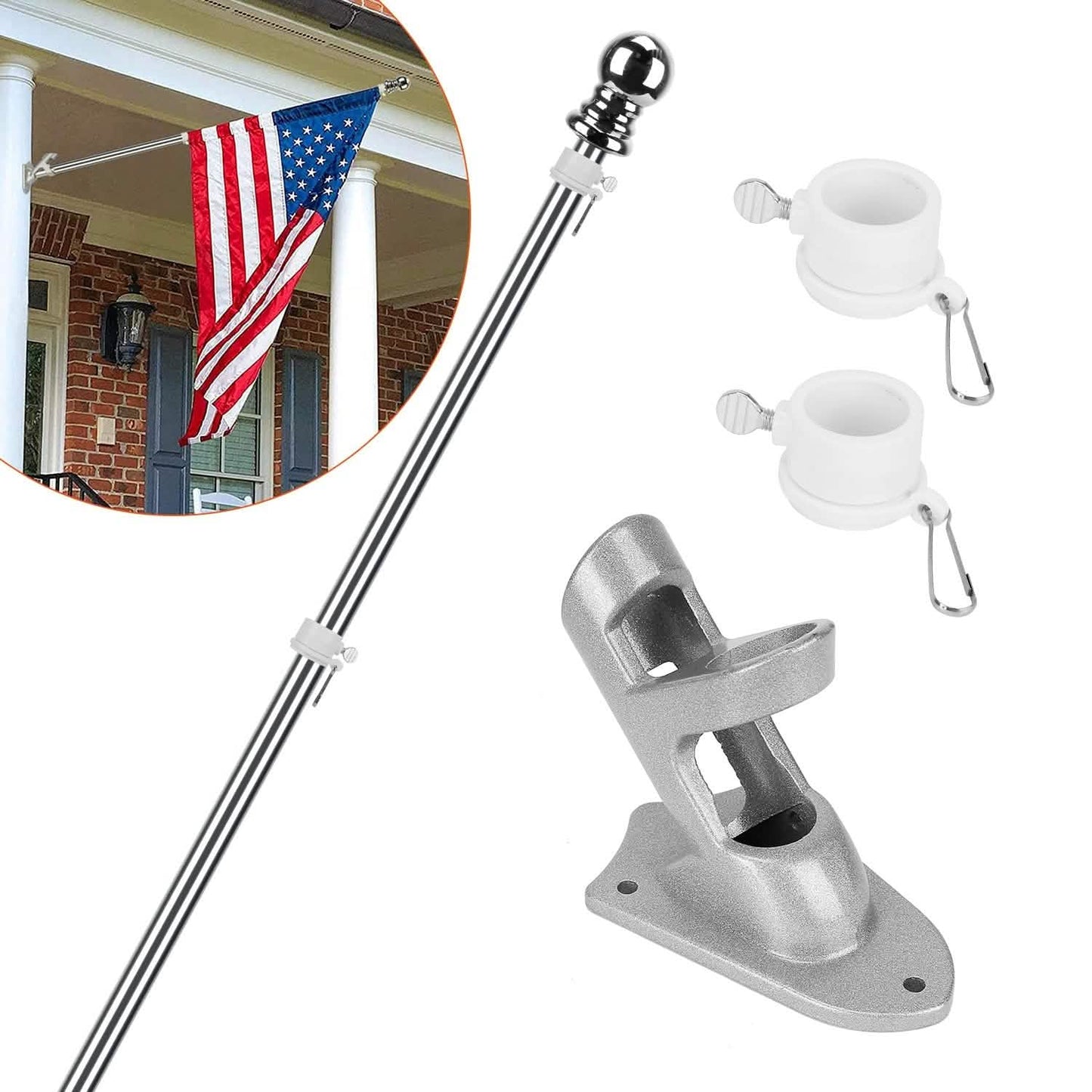 6Ft Stainless Steel Wall Mounted Flag Pole Everything Else - Tophatter Daily Deals