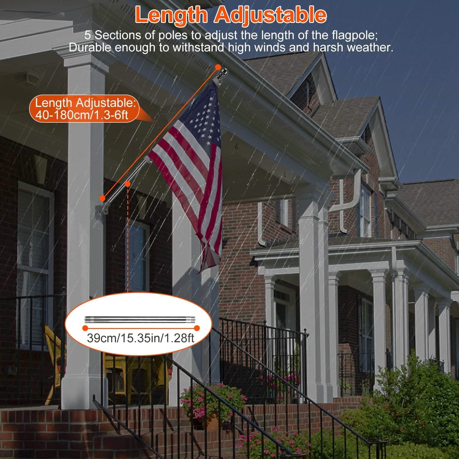 6Ft Stainless Steel Wall Mounted Flag Pole Everything Else - Tophatter Daily Deals