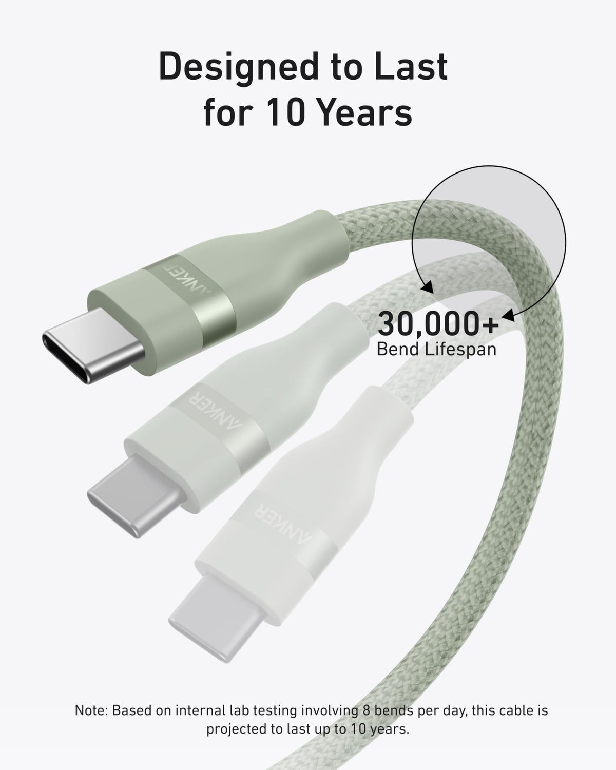 Anker USB-C to USB-C Cable (3 ft / 6 ft, 240W, Upcycled-Braided) Batteries & Power Accessories - Tophatter Daily Deals