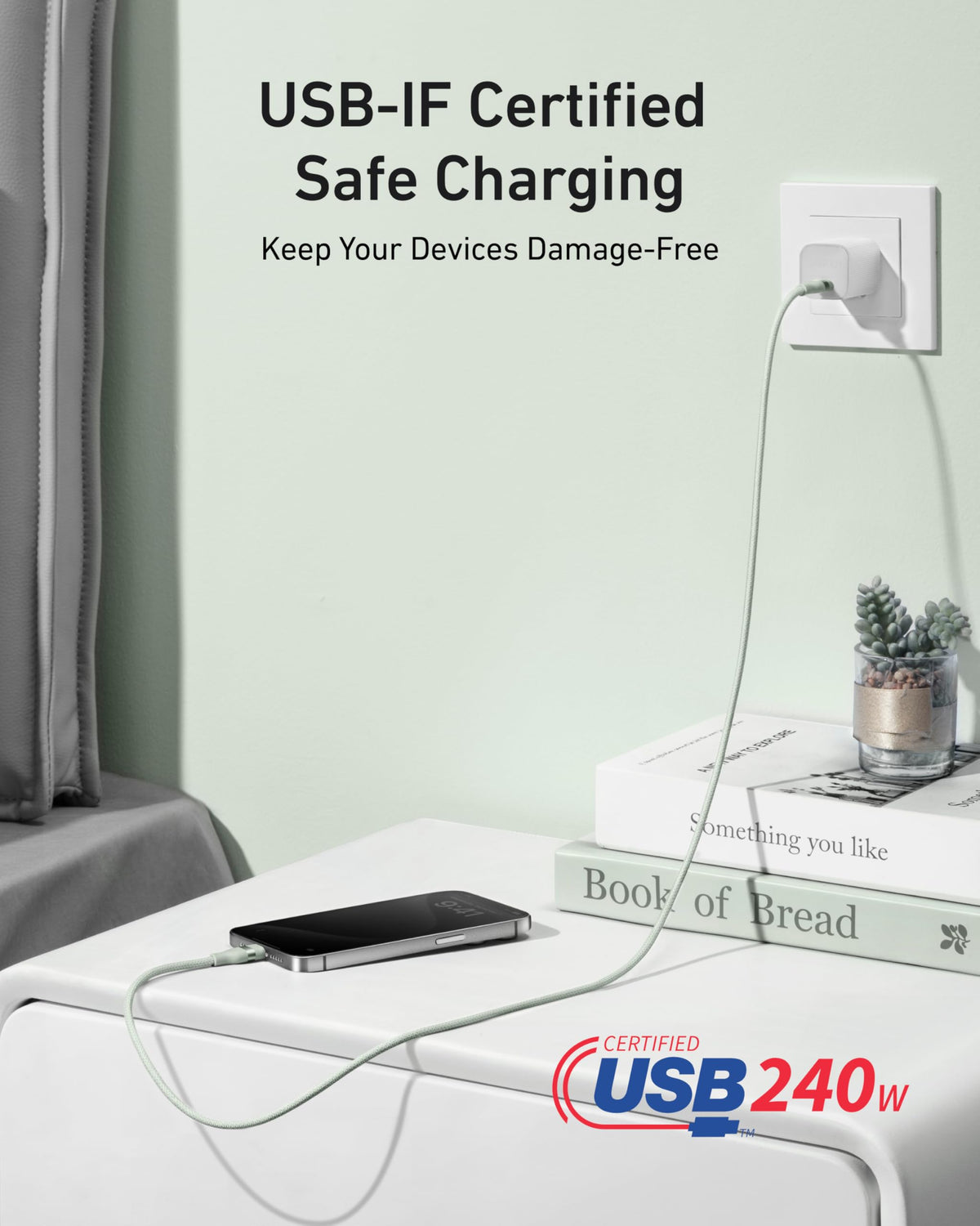 Anker USB-C to USB-C Cable (3 ft / 6 ft, 240W, Upcycled-Braided) Batteries & Power Accessories - Tophatter Daily Deals