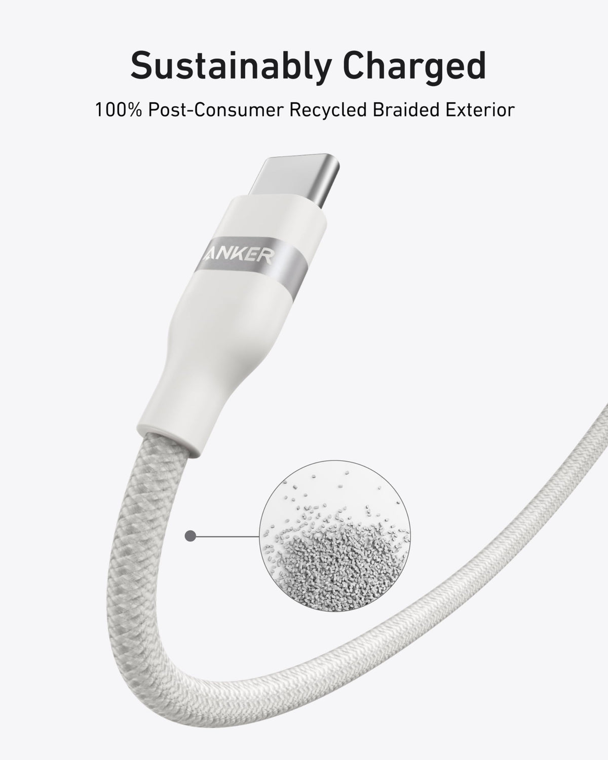 Anker USB-C to USB-C Cable (3 ft / 6 ft, 240W, Upcycled-Braided) Batteries & Power Accessories - Tophatter Daily Deals