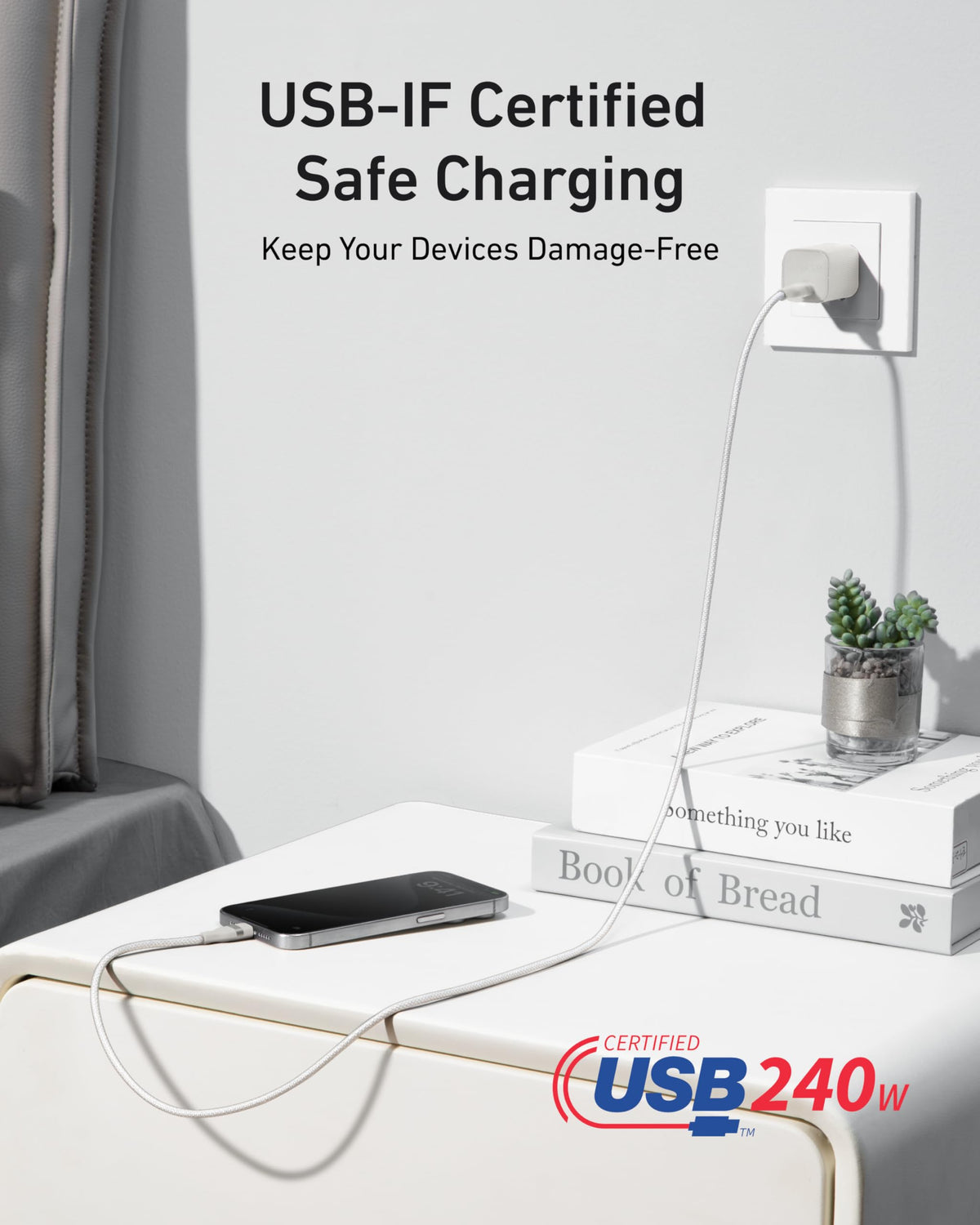 Anker USB-C to USB-C Cable (3 ft / 6 ft, 240W, Upcycled-Braided) Batteries & Power Accessories - Tophatter Daily Deals