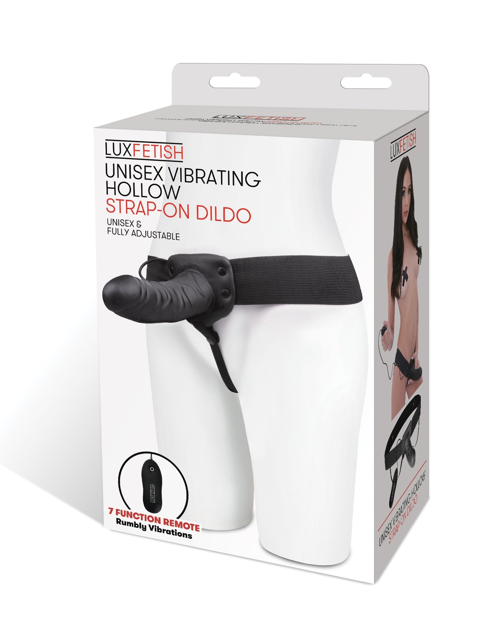 Lux Fetish Unisex Black Vibrating Hollow Strap-On Dildo 6" inch > Dildos > Hollow Strap Ons - Tophatter Daily Deals