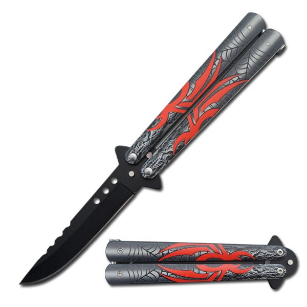 5" Closed Length Red Spider Balisong Butterfly Knife - TOPHATTER'S ARMORY DEALS Collectible Weapons - Tophatter Daily Deals
