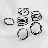 6pcs Personality Black Cross Ring Set Ladies Knuckle Rings Punk Y2K Accessories - Tophatter Daily Deals