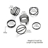6pcs Personality Black Cross Ring Set Ladies Knuckle Rings Punk Y2K Accessories - Tophatter Daily Deals