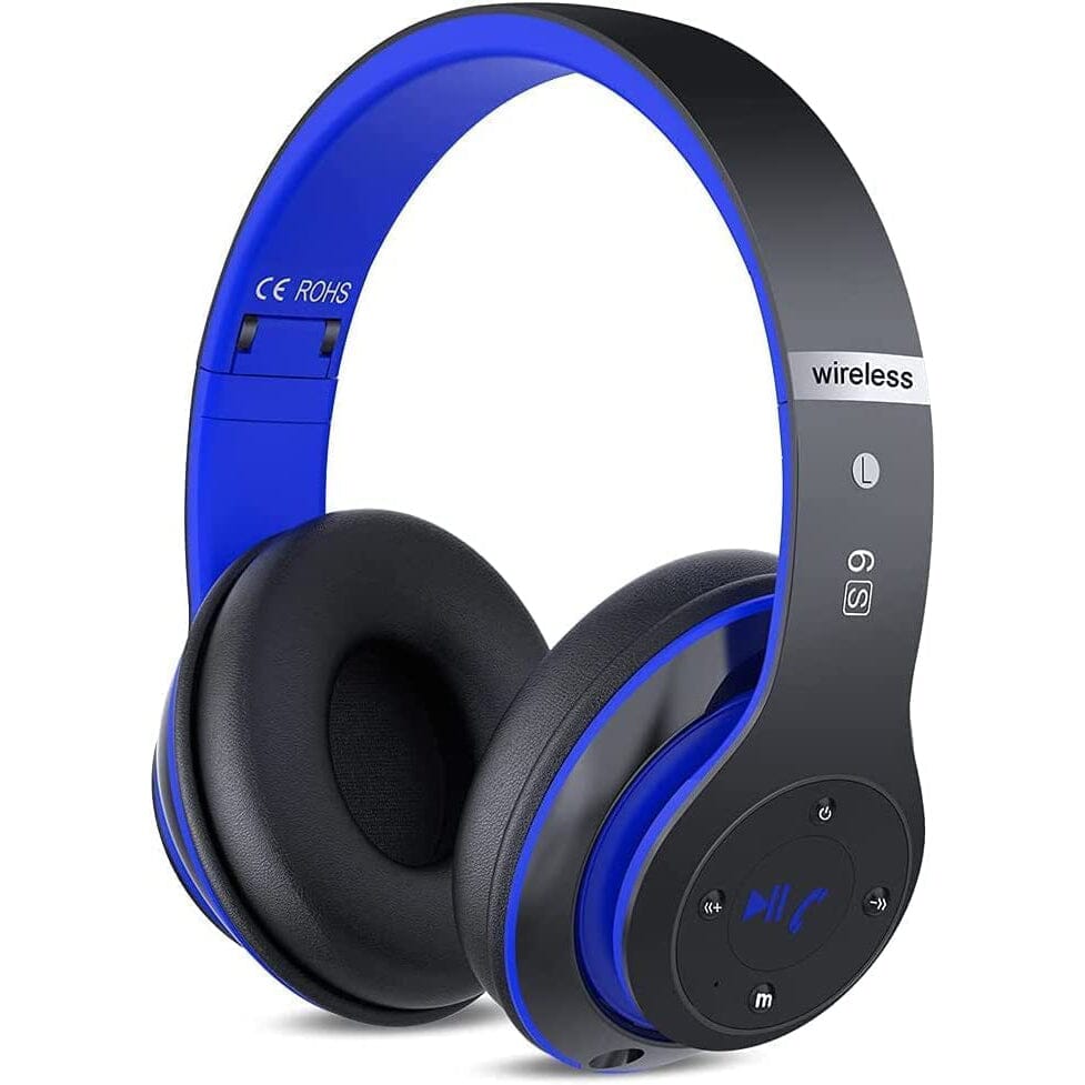 Wireless Bluetooth Headset Black Blue Over-Ear Headphones - Tophatter Daily Deals