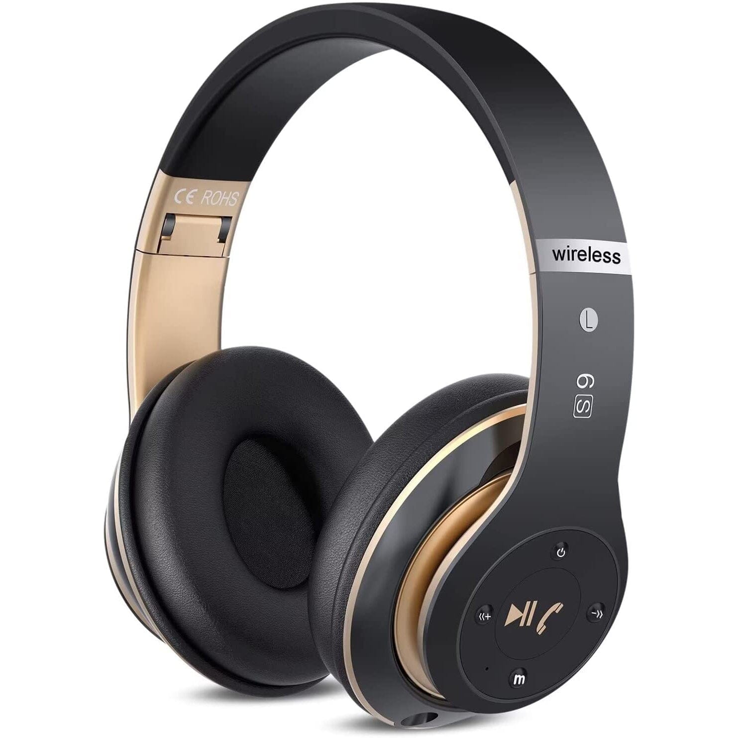 Wireless Bluetooth Headset Black Gold Over-Ear Headphones - Tophatter Daily Deals