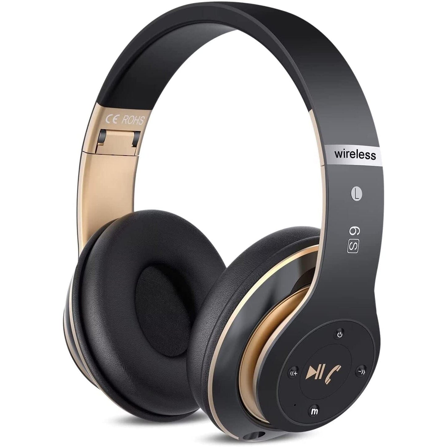 Wireless Bluetooth Headset Black Gold Over-Ear Headphones - Tophatter Daily Deals