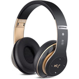 Wireless Bluetooth Headset Black Gold Over-Ear Headphones - Tophatter Daily Deals