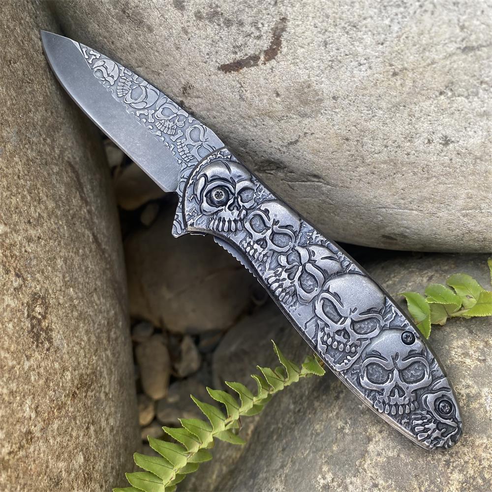 6 Skull Heads Folding Knife Skull Heads Knife - Tophatter Daily Deals