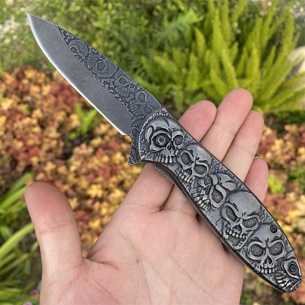 6 Skull Heads Folding Knife - Tophatter Daily Deals