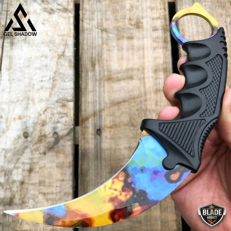 7.5" CSGO Combat Knife Fixed Blade Hawkbill Neck Doppler NEW-GS143 Case Hardened CSGO - Tophatter Daily Deals