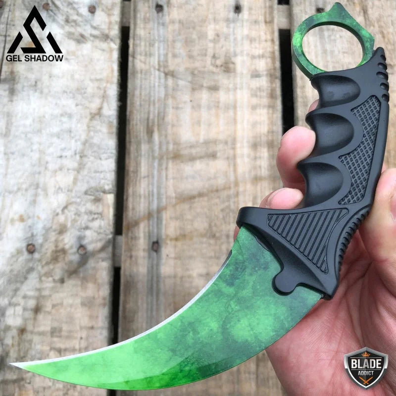 7.5" CSGO Combat Knife Fixed Blade Hawkbill Neck Doppler NEW-GS143 Green Gamma CSGO - Tophatter Daily Deals
