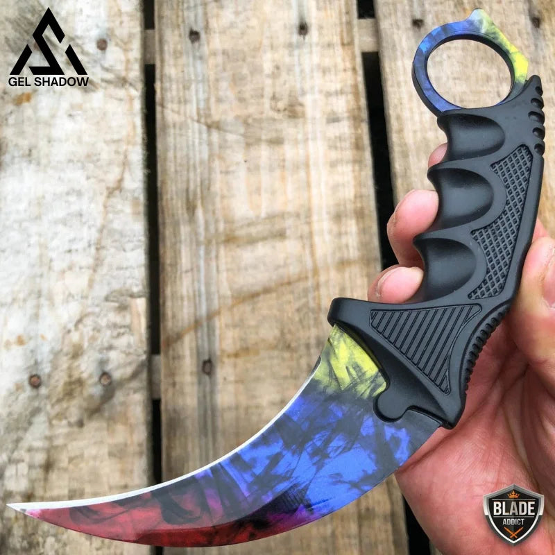 7.5" CSGO Combat Knife Fixed Blade Hawkbill Neck Doppler NEW-GS143 Marble Fade CSGO - Tophatter Daily Deals