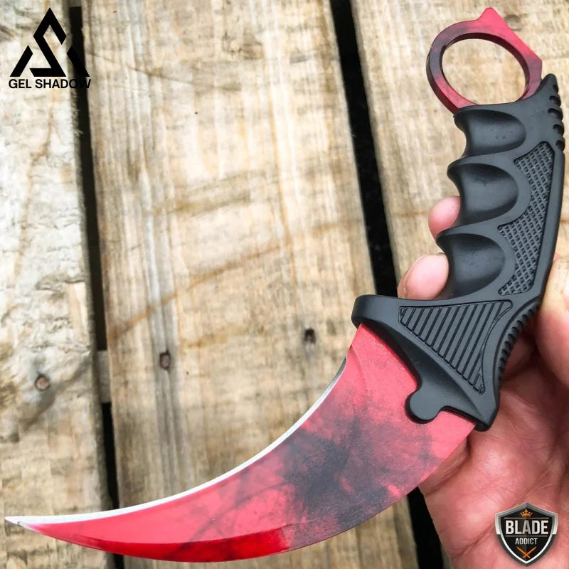 7.5" CSGO Combat Knife Fixed Blade Hawkbill Neck Doppler NEW-GS143 Red Ruby CSGO - Tophatter Daily Deals