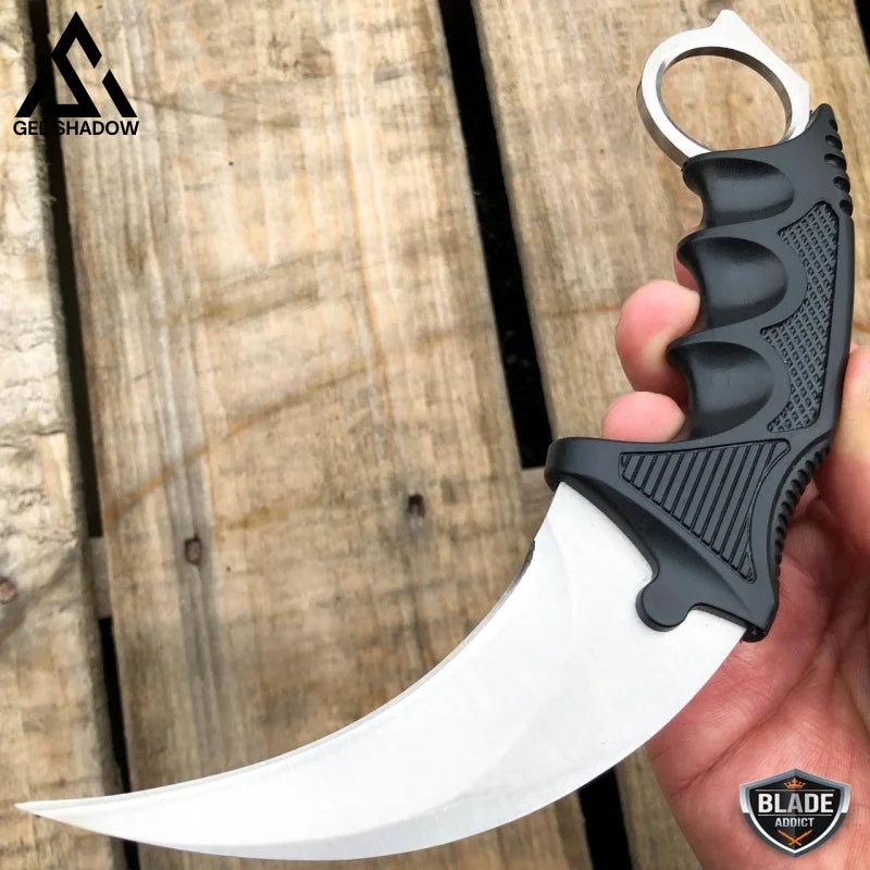7.5" CSGO Combat Knife Fixed Blade Hawkbill Neck Doppler NEW-GS143 Silver CSGO - Tophatter Daily Deals