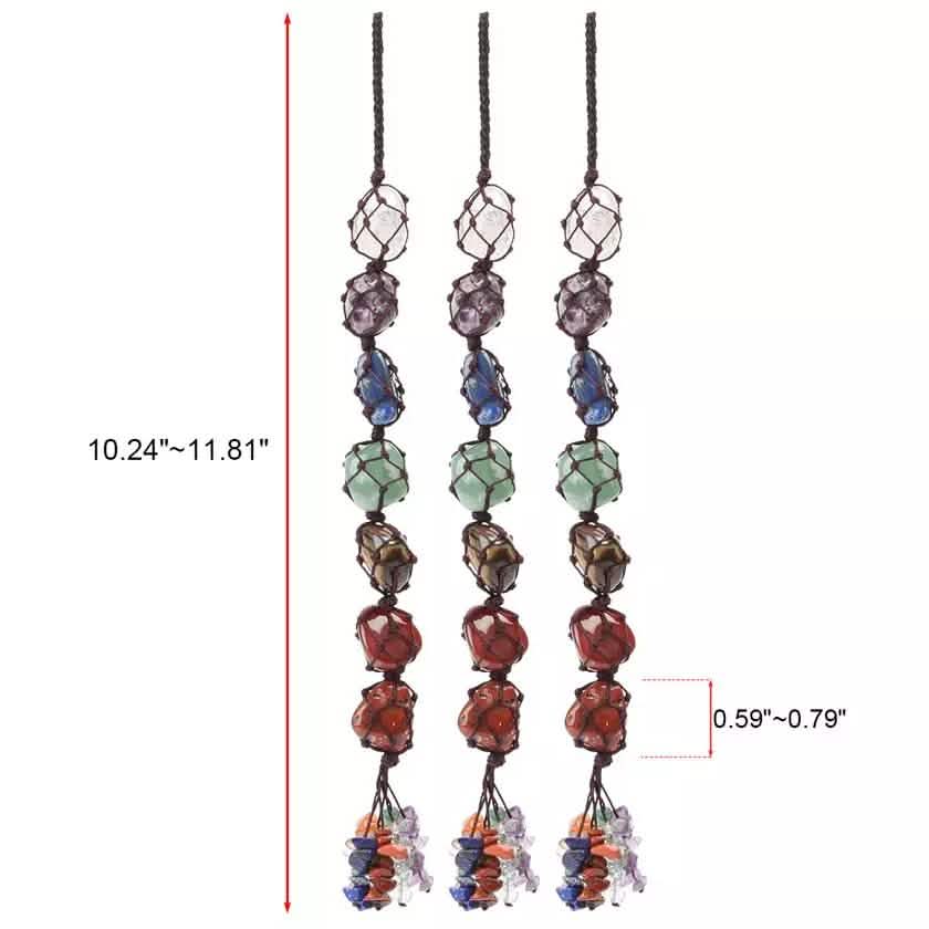 7 Chakra Gemstones Reiki Healing Crystals Tassel Wall Car Hanging Ornament Automotive - Tophatter Daily Deals