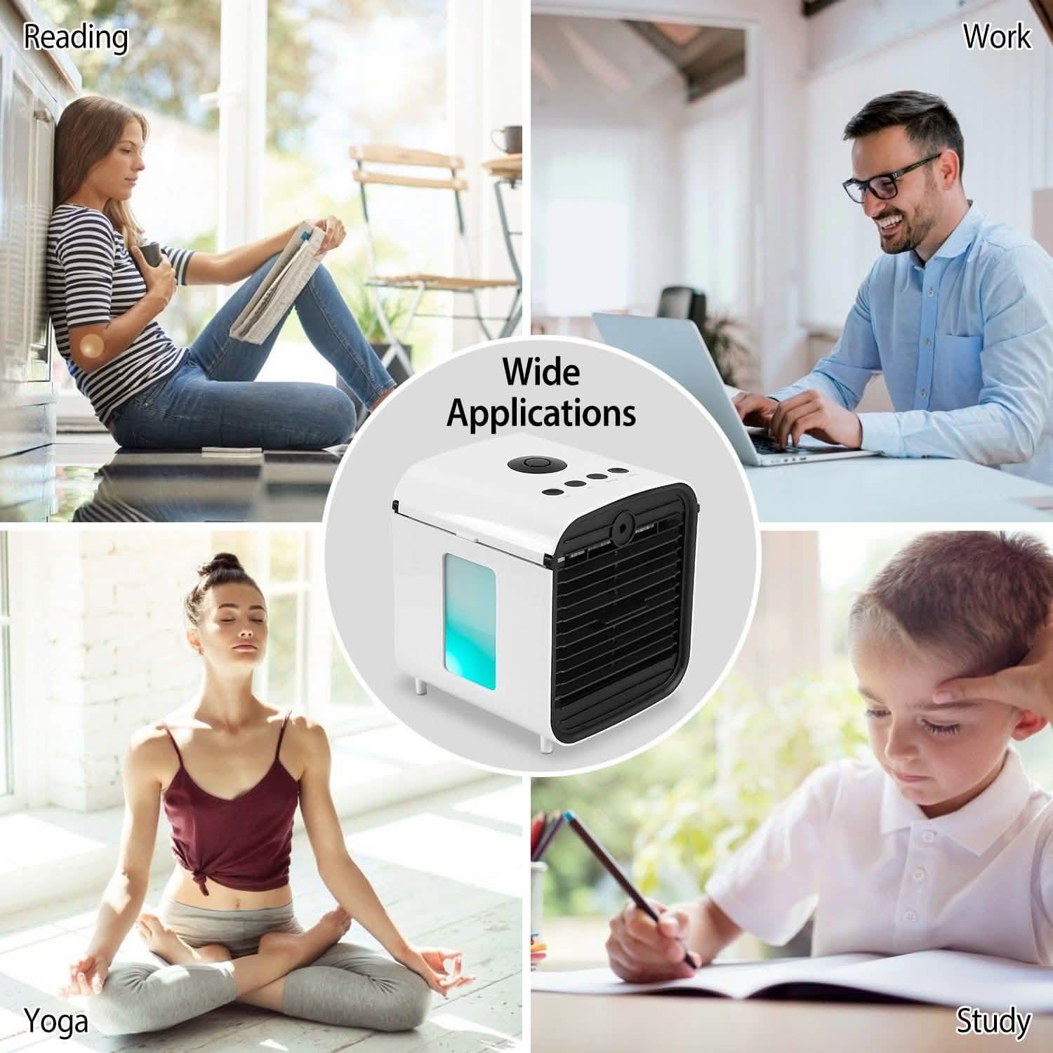 7-Color Change Portable Mini Air Conditioner Cooling Fan Household Appliances - Tophatter Daily Deals