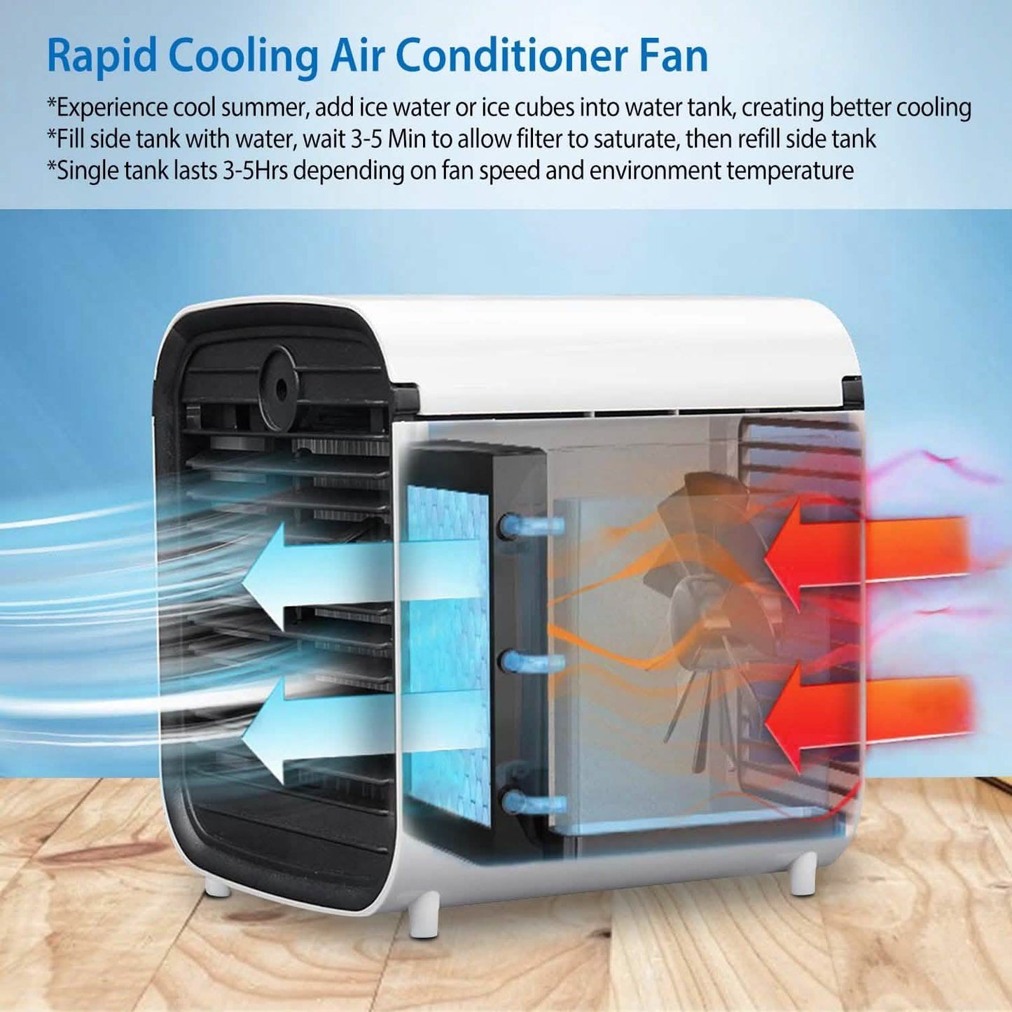 7-Color Change Portable Mini Air Conditioner Cooling Fan Household Appliances - Tophatter Daily Deals