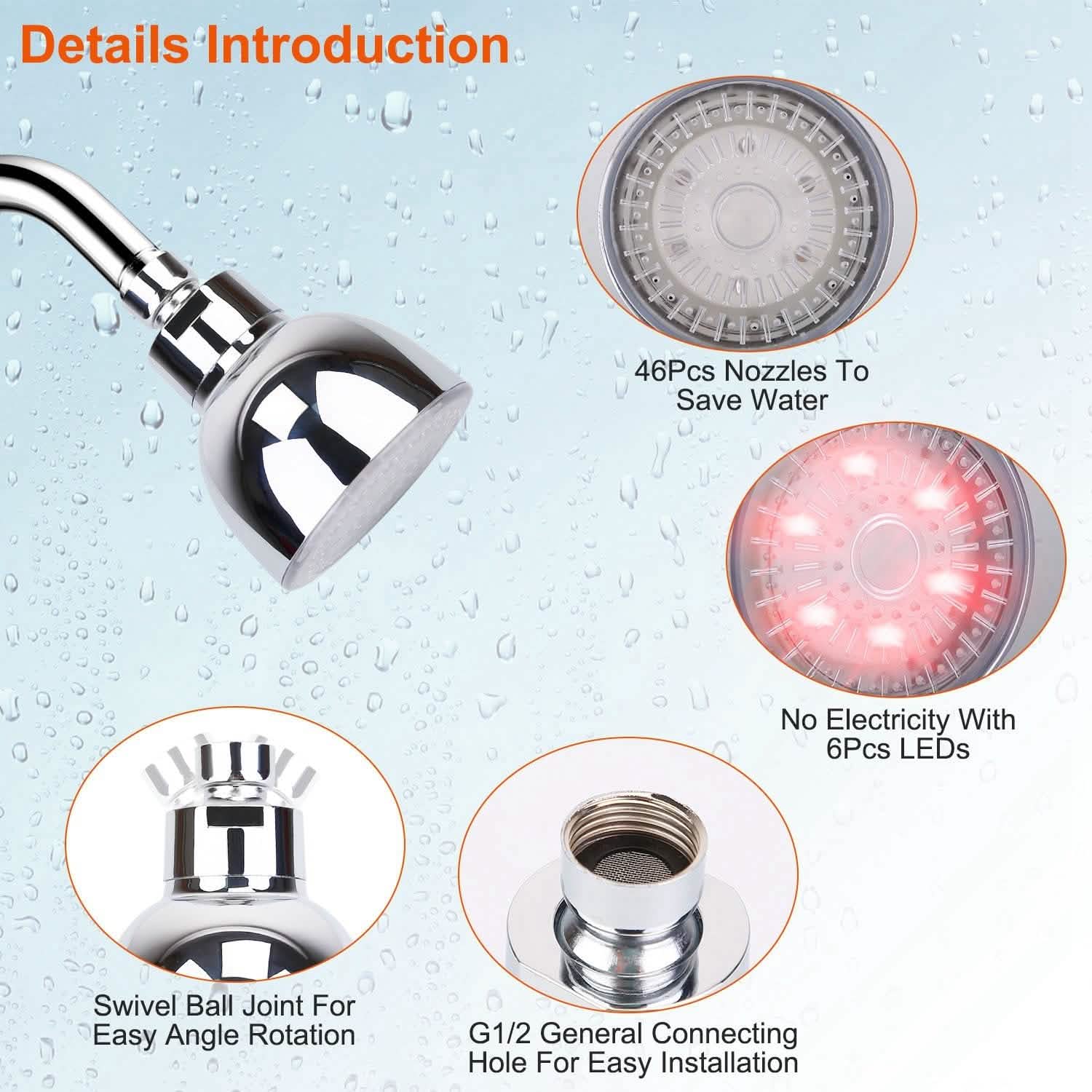 7 Color Changing LED Shower Head Bath - Tophatter Daily Deals