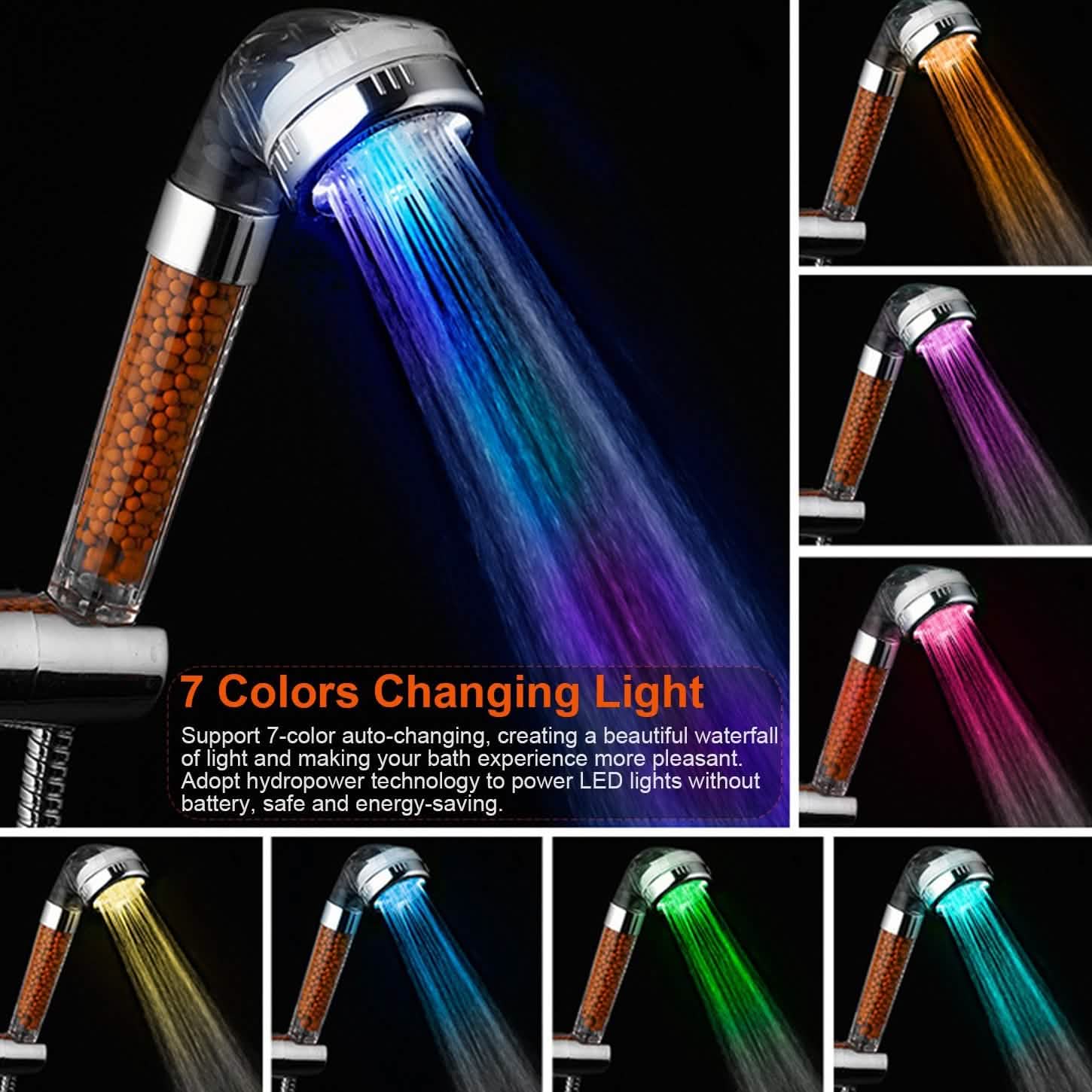 7 Color Changing Light Handheld Shower Head Bath - Tophatter Daily Deals