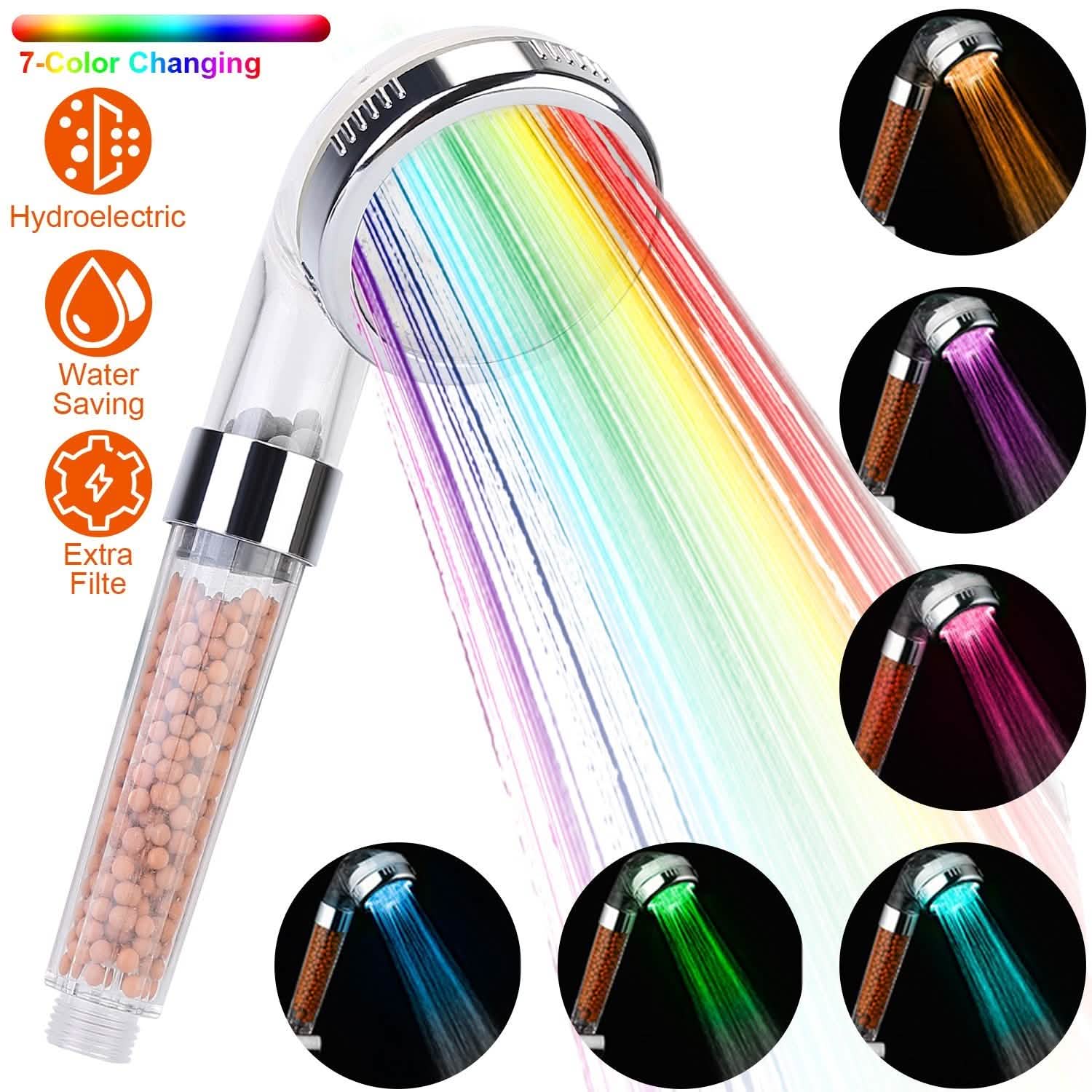 7 Color Changing Light Handheld Shower Head Bath - Tophatter Daily Deals