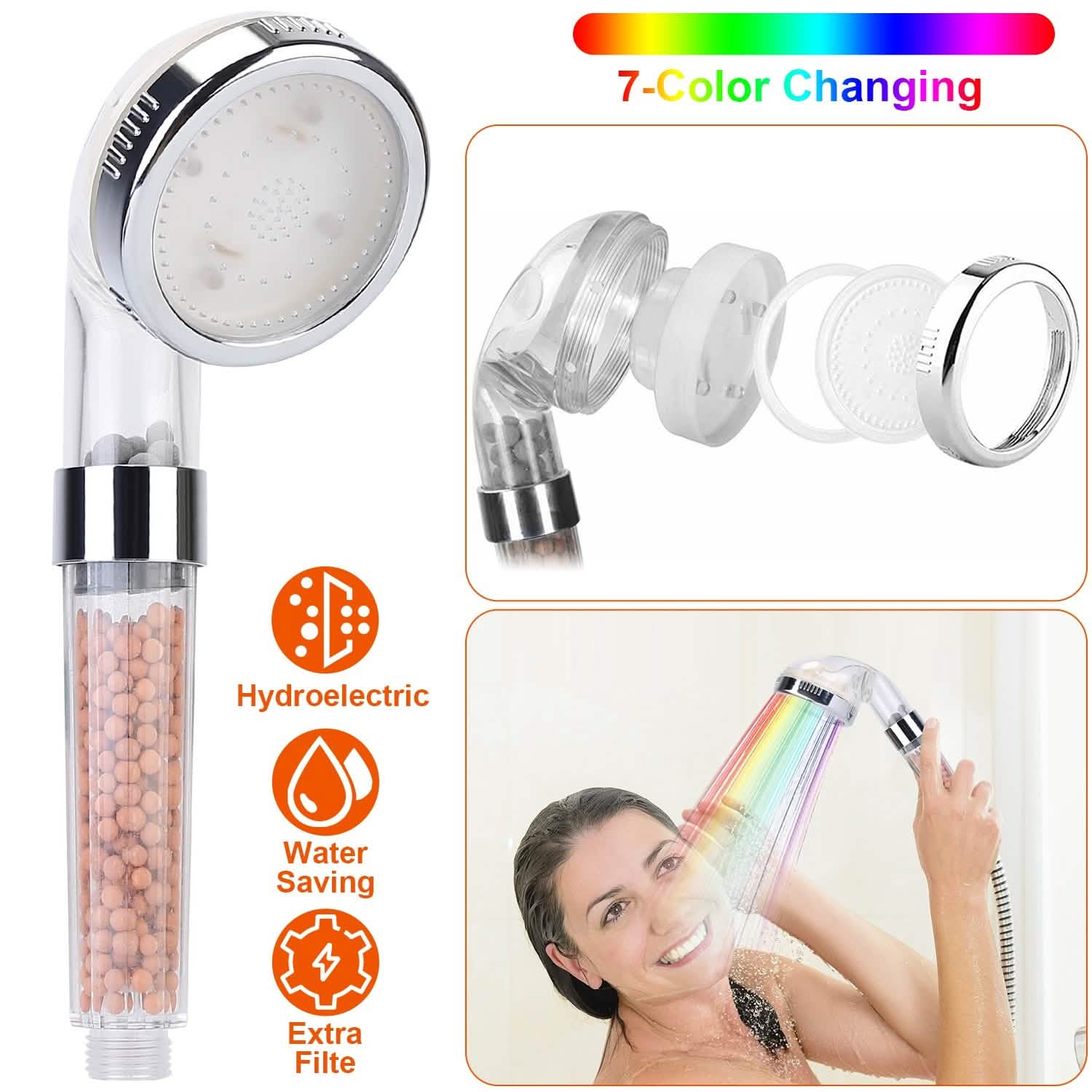 7 Color Changing Light Handheld Shower Head Bath - Tophatter Daily Deals