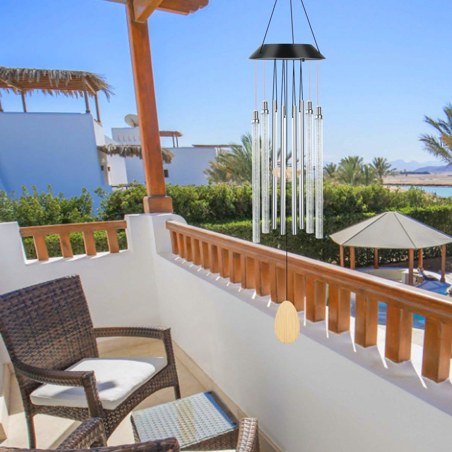 7 Color Changing Solar Wind Chime Lights Outdoor Lighting - Tophatter Daily Deals