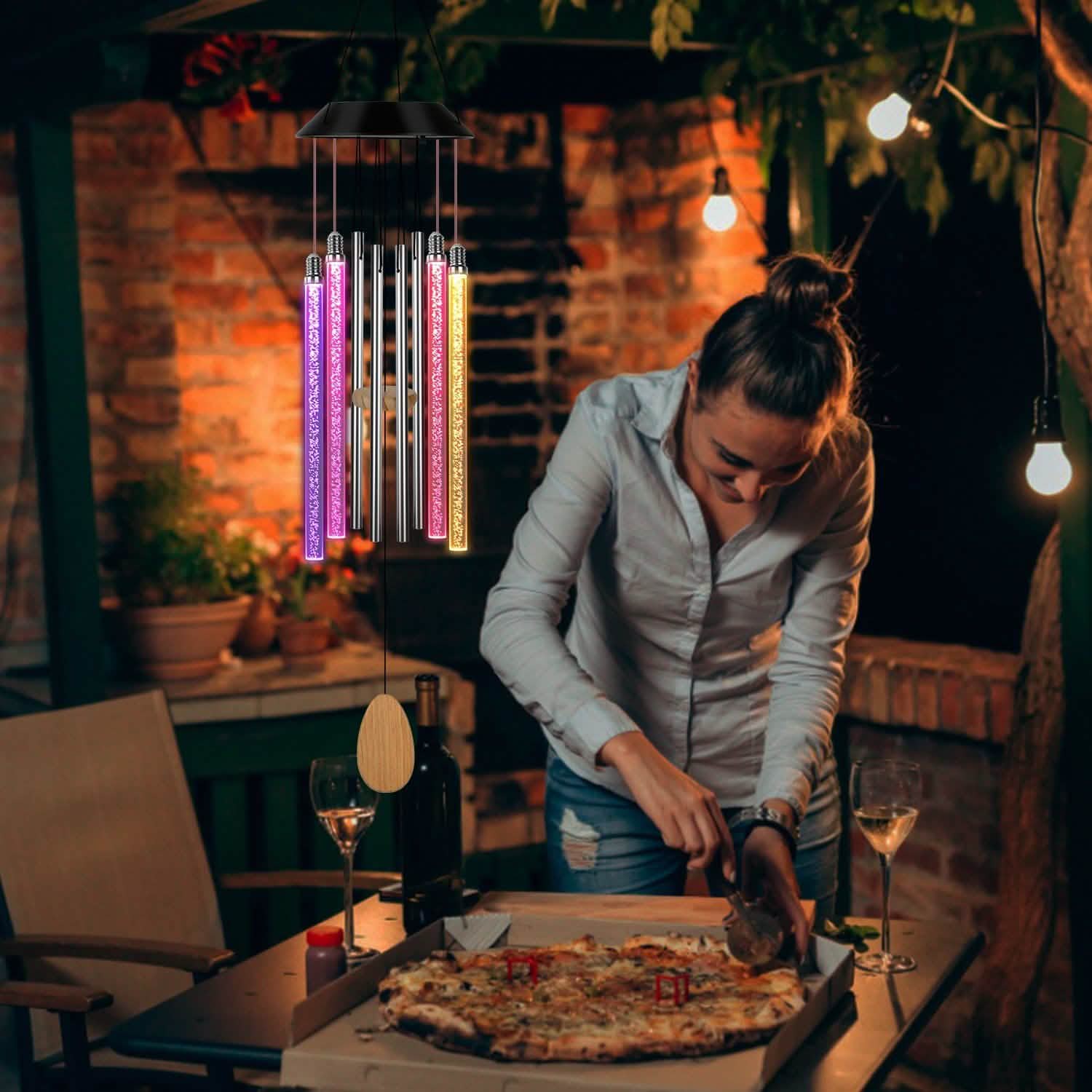 7 Color Changing Solar Wind Chime Lights Outdoor Lighting - Tophatter Daily Deals