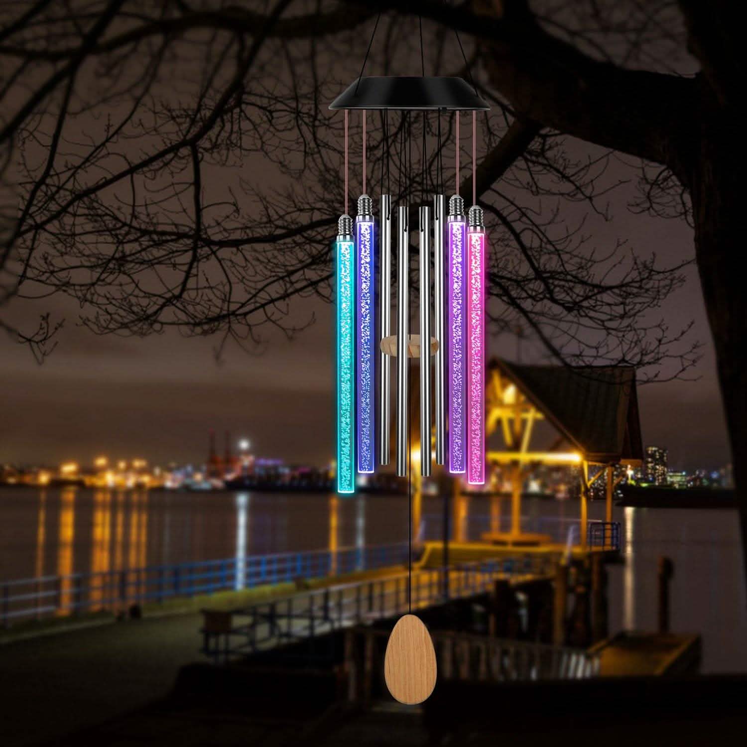 7 Color Changing Solar Wind Chime Lights Outdoor Lighting - Tophatter Daily Deals