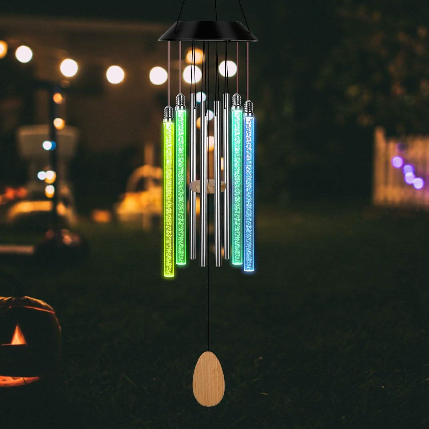 7 Color Changing Solar Wind Chime Lights Outdoor Lighting - Tophatter Daily Deals