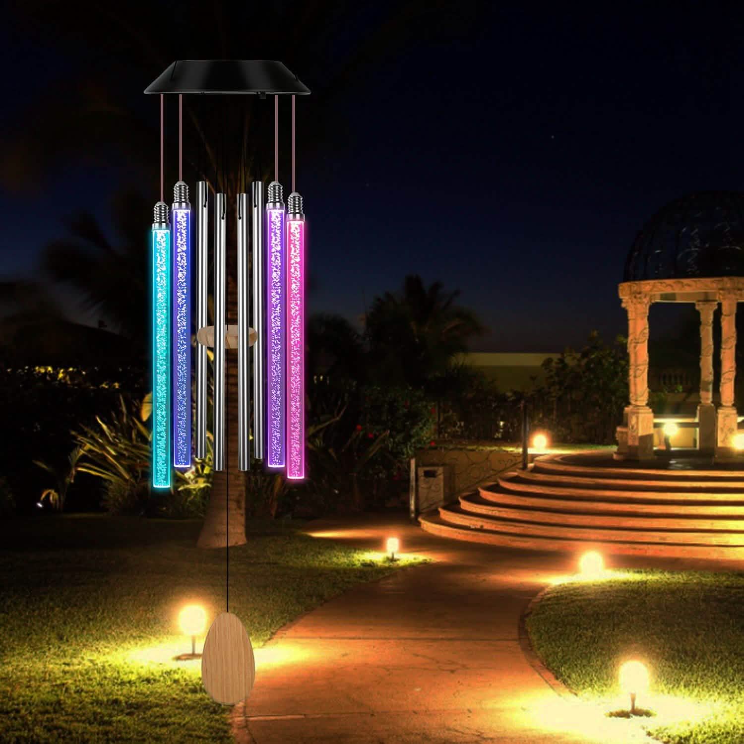 7 Color Changing Solar Wind Chime Lights Outdoor Lighting - Tophatter Daily Deals