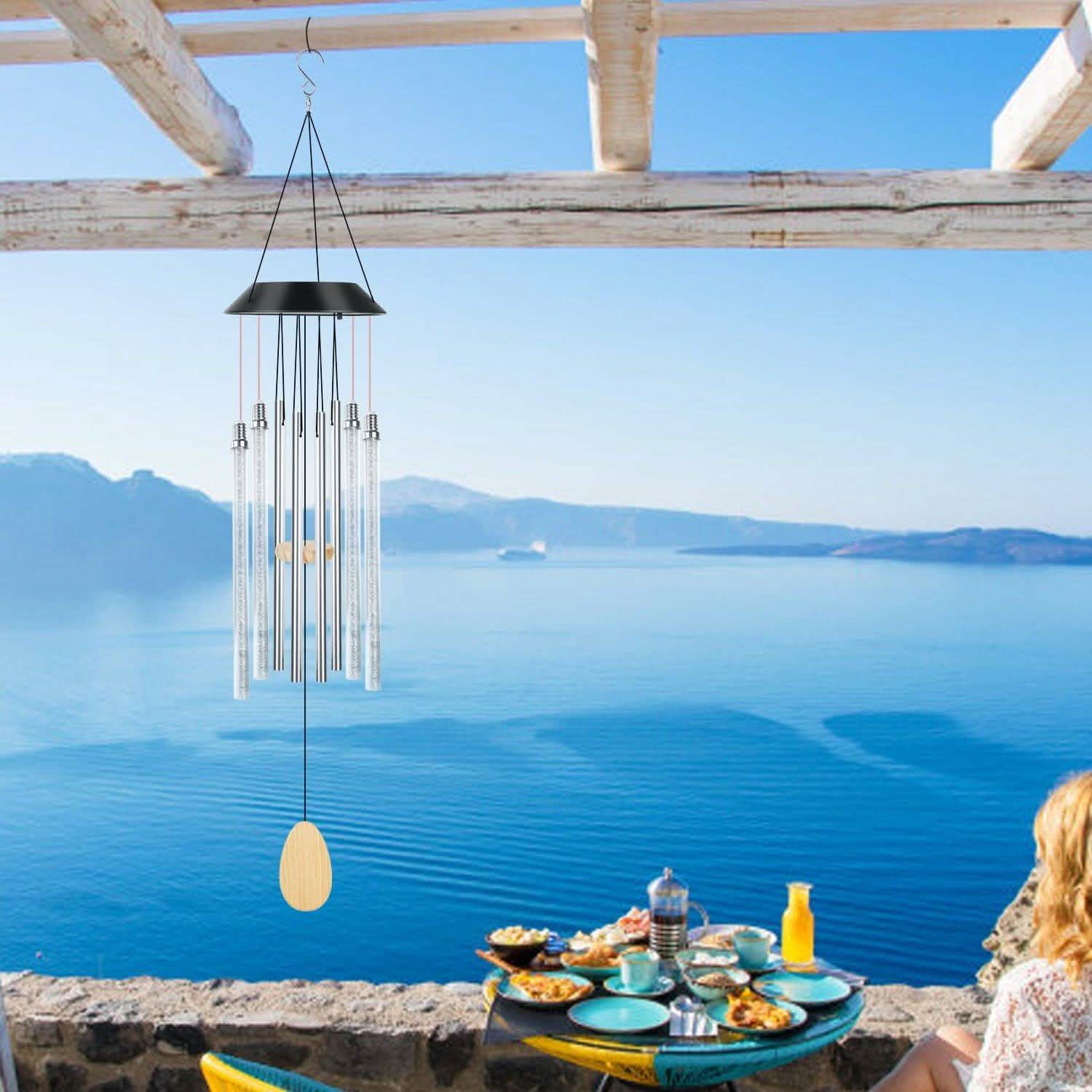 7 Color Changing Solar Wind Chime Lights Outdoor Lighting - Tophatter Daily Deals