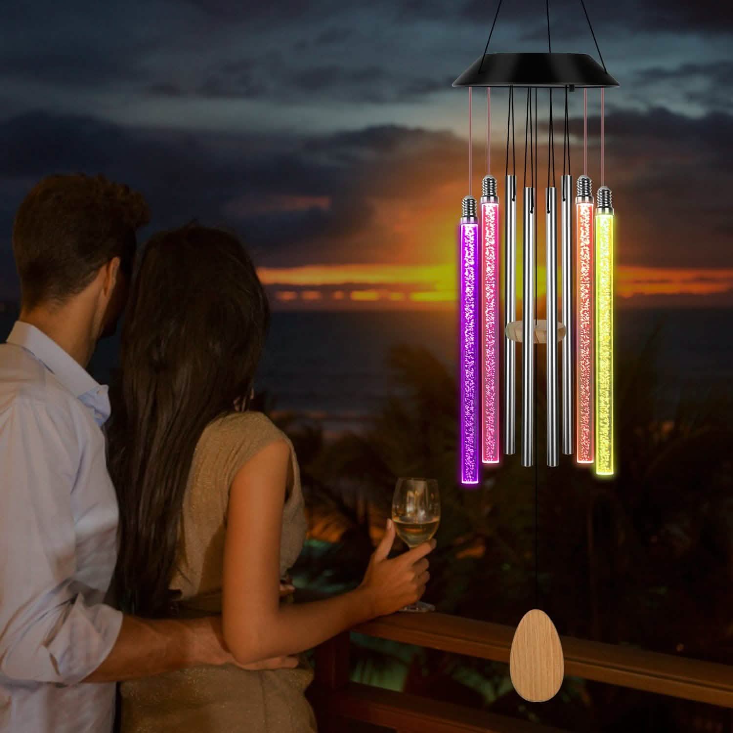 7 Color Changing Solar Wind Chime Lights Outdoor Lighting - Tophatter Daily Deals