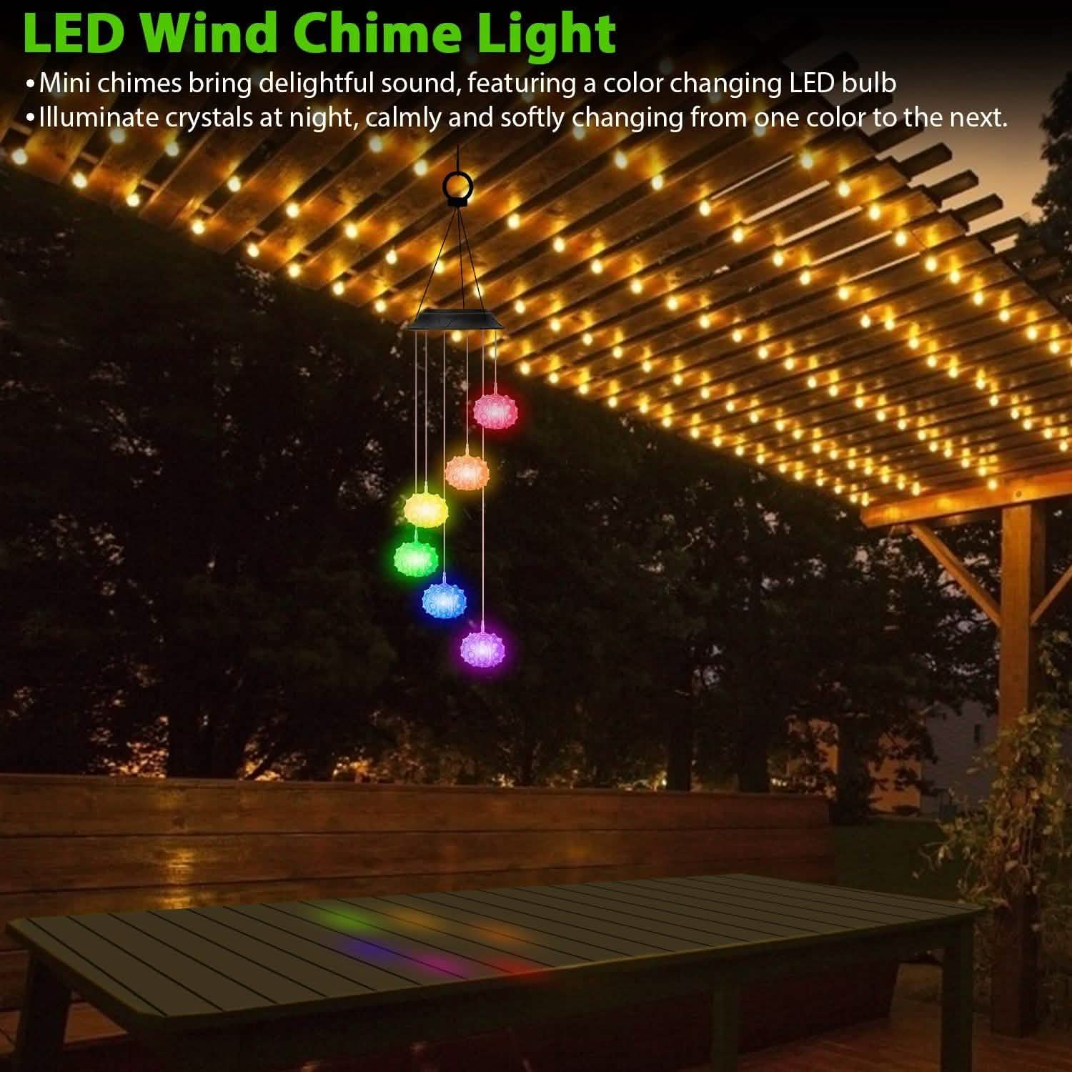 7 Color Changing Solar Wind Chime Lights Sea Urchins Decorative Lamp String & Fairy Lights - Tophatter Daily Deals