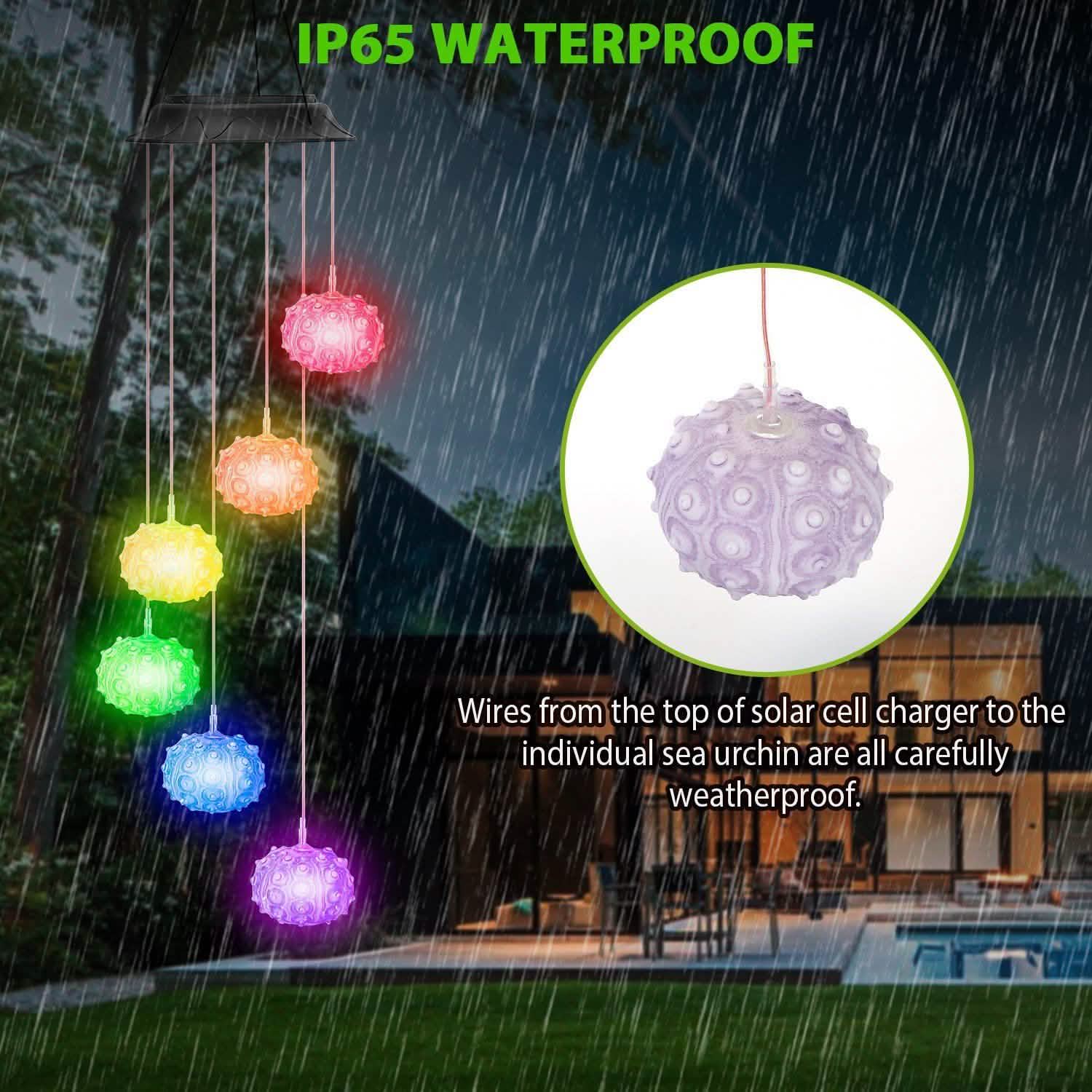 7 Color Changing Solar Wind Chime Lights Sea Urchins Decorative Lamp String & Fairy Lights - Tophatter Daily Deals