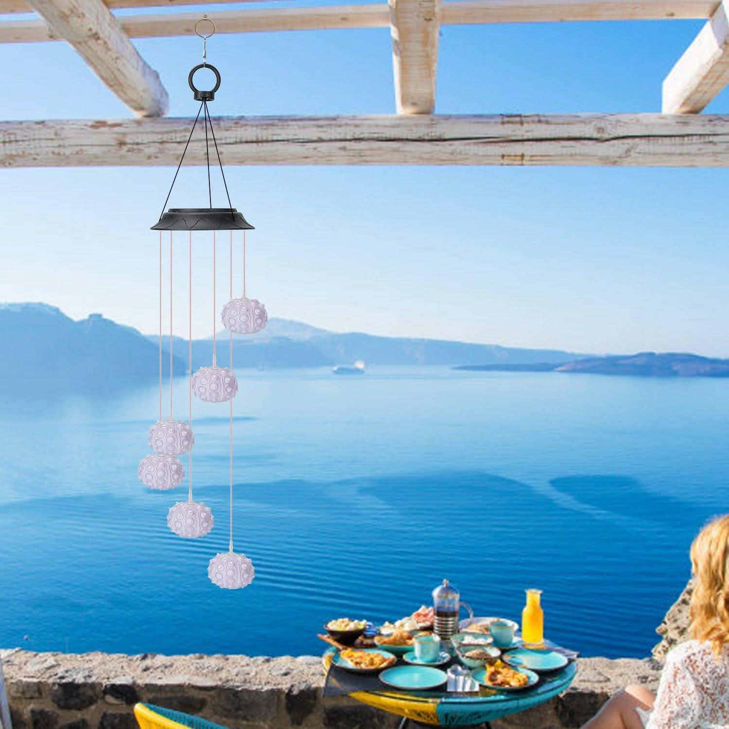 7 Color Changing Solar Wind Chime Lights Sea Urchins Decorative Lamp String & Fairy Lights - Tophatter Daily Deals