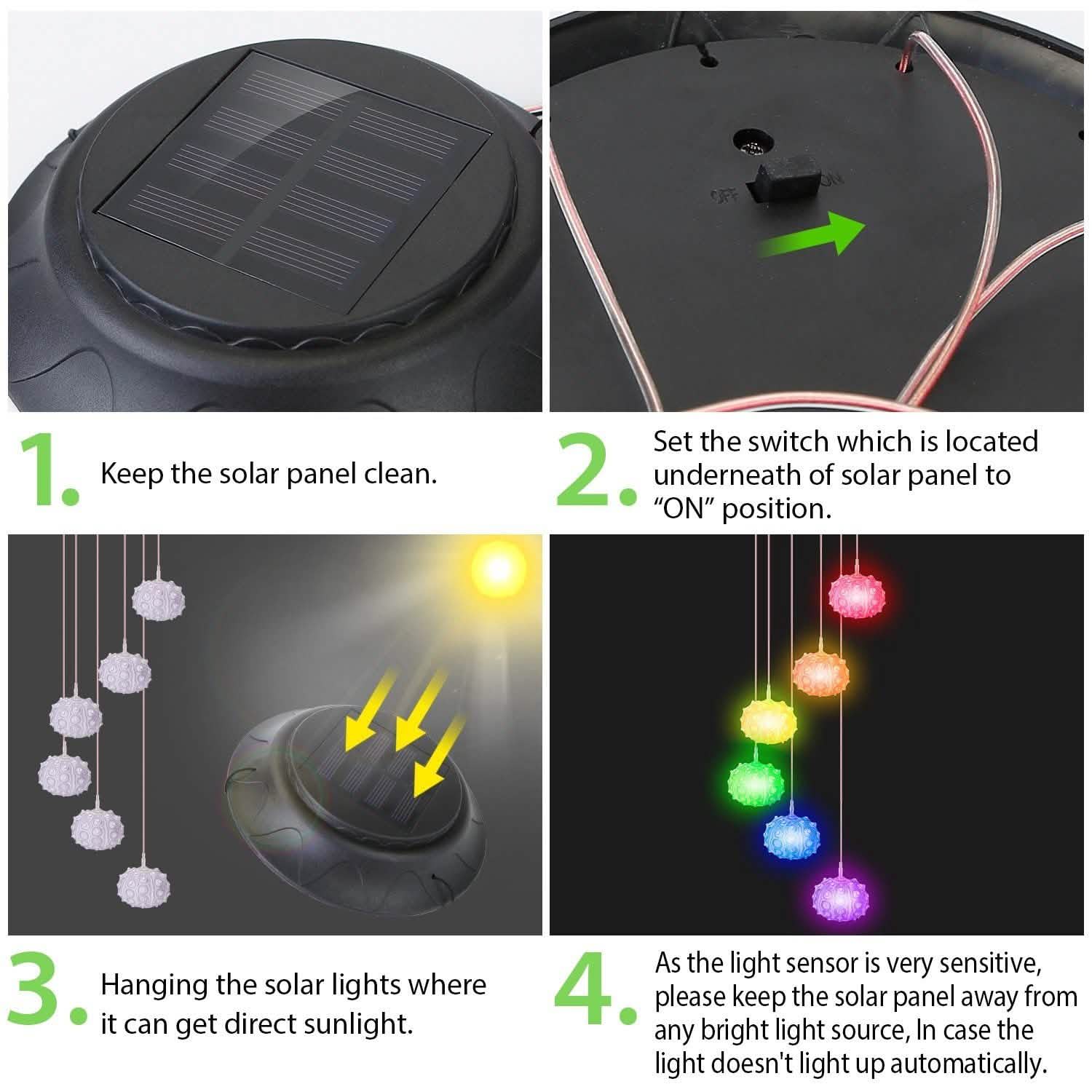 7 Color Changing Solar Wind Chime Lights Sea Urchins Decorative Lamp String & Fairy Lights - Tophatter Daily Deals