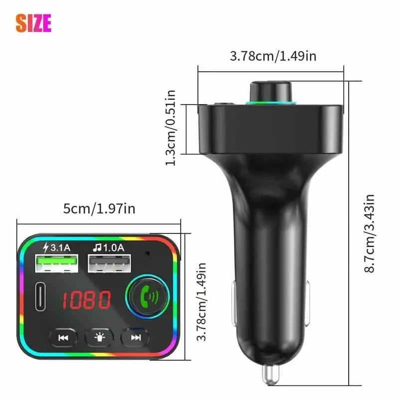 7 Color LED Backlit Light Bluetooth FM Transmitter and Dual USB Charger Automotive - Tophatter Daily Deals