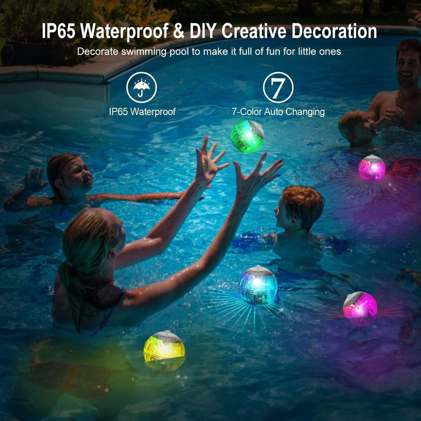 7 Color Solar LED Floating Lights Outdoor Lighting - Tophatter Daily Deals