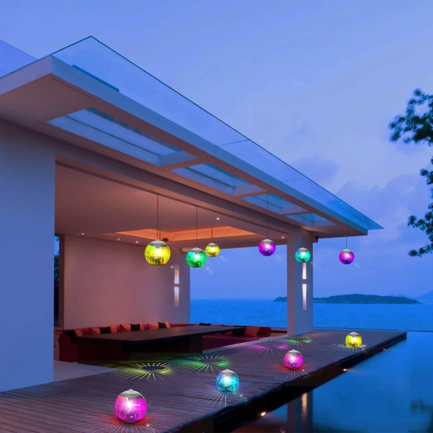 7 Color Solar LED Floating Lights Outdoor Lighting - Tophatter Daily Deals