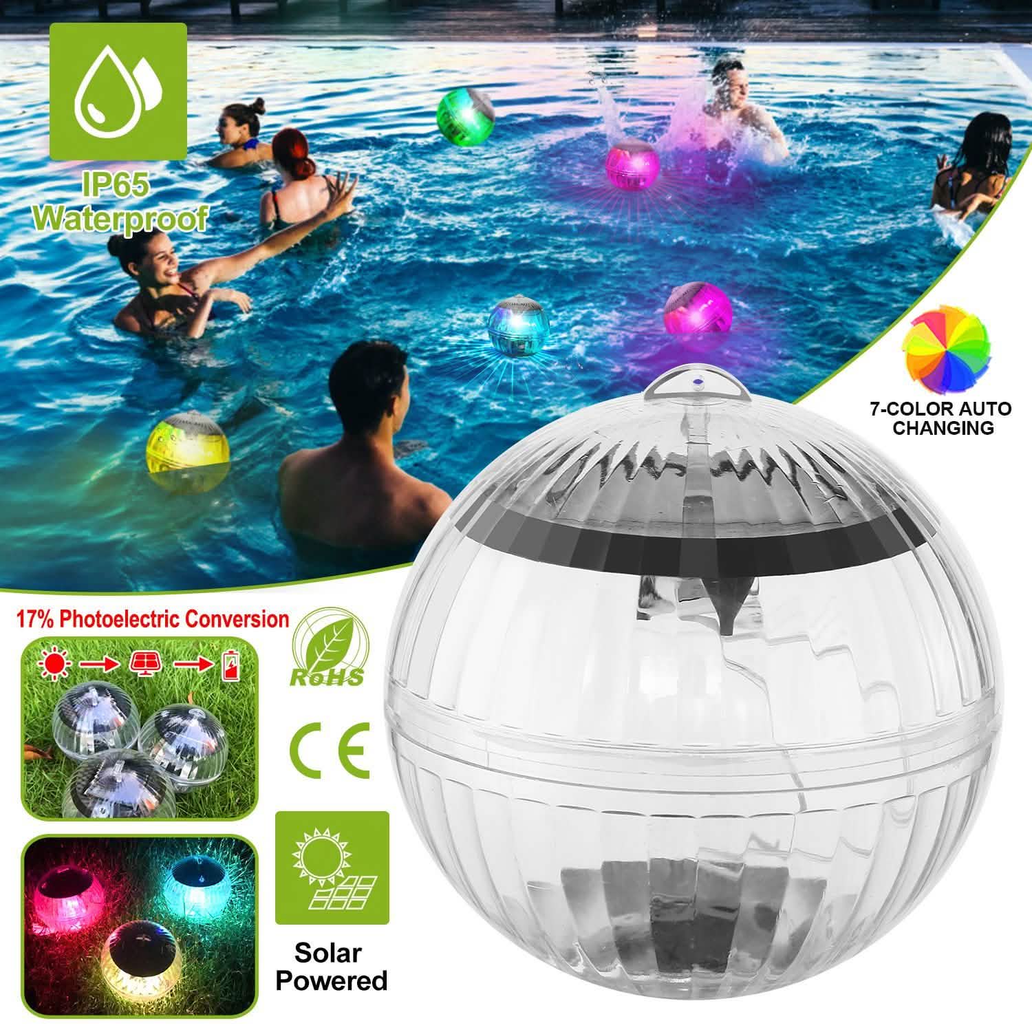 7 Color Solar LED Floating Lights Outdoor Lighting - Tophatter Daily Deals