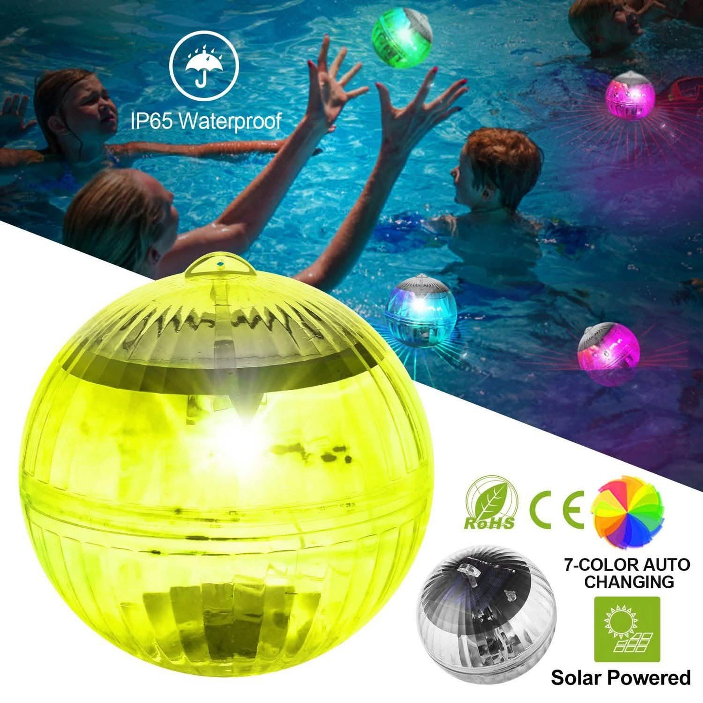 7 Color Solar LED Floating Lights Outdoor Lighting - Tophatter Daily Deals