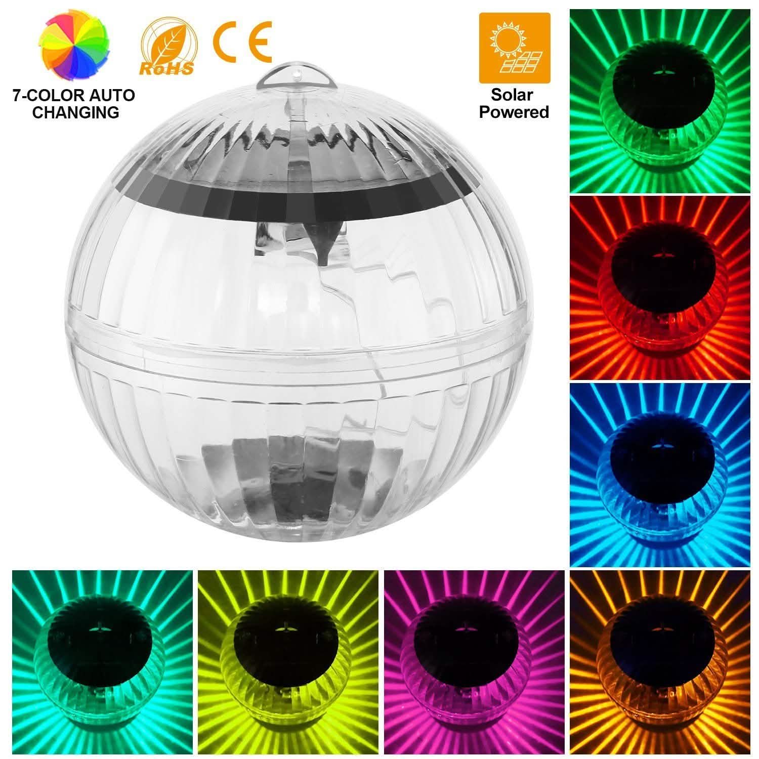 7 Color Solar LED Floating Lights Outdoor Lighting - Tophatter Daily Deals