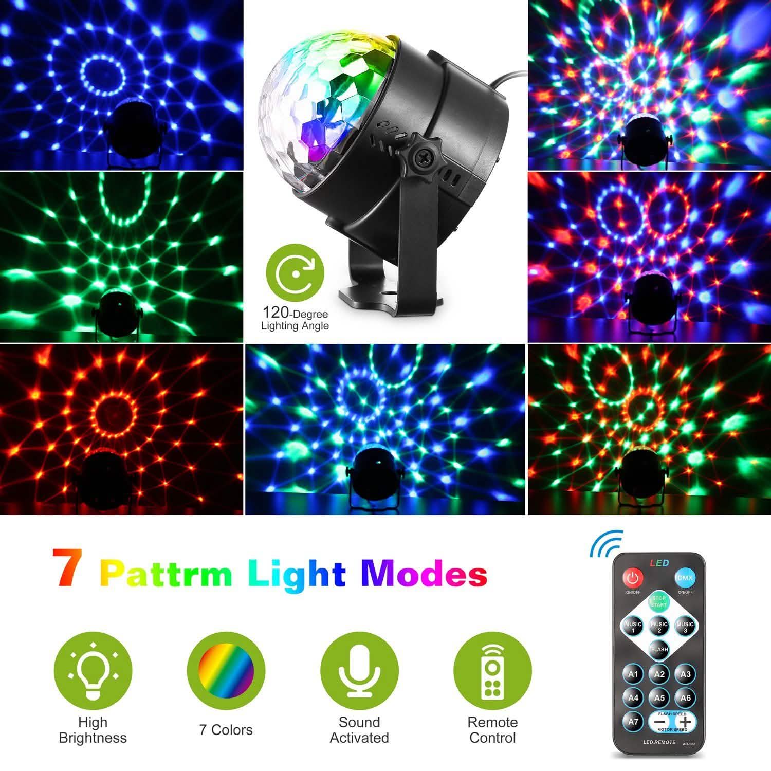 7 Colors Sound Activated Party Lights with Remote Control Indoor Lighting - Tophatter Daily Deals