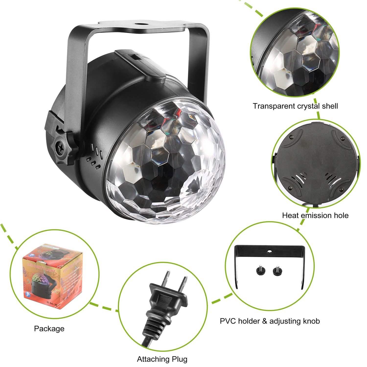 7 Colors Sound Activated Party Lights with Remote Control Indoor Lighting - Tophatter Daily Deals